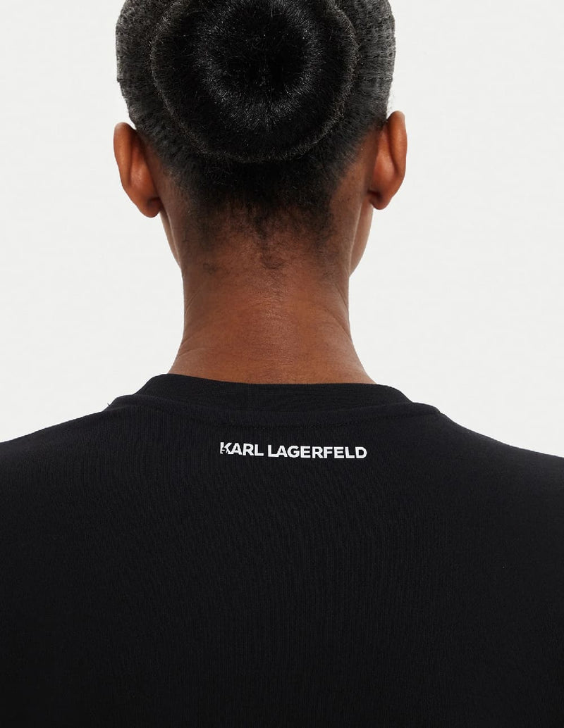 Sudadera Karl Lagerfeld con Pedreria Karl y Choupette Negra Mujer