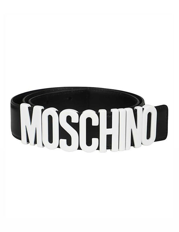Cinturón Moschino Couture con Logo Blanco Negro Hombre