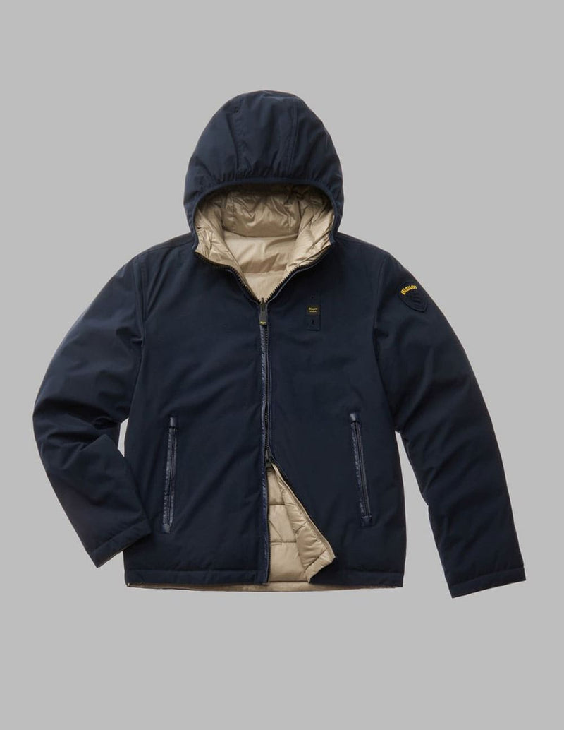 Chaqueta Reversible Blauer USA de Noepreno Ballard Azul y Beige