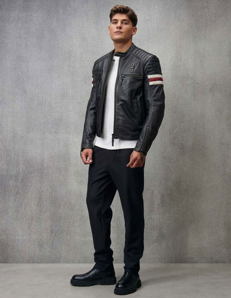 Chaqueta Blauer USA Biker Akron Negra Hombre