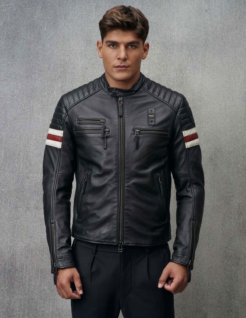 Chaqueta Blauer USA Biker Akron Negra Hombre