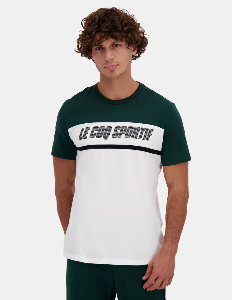 Camiseta Le Coq Sportif Contemporain Blanca y Verde Hombre