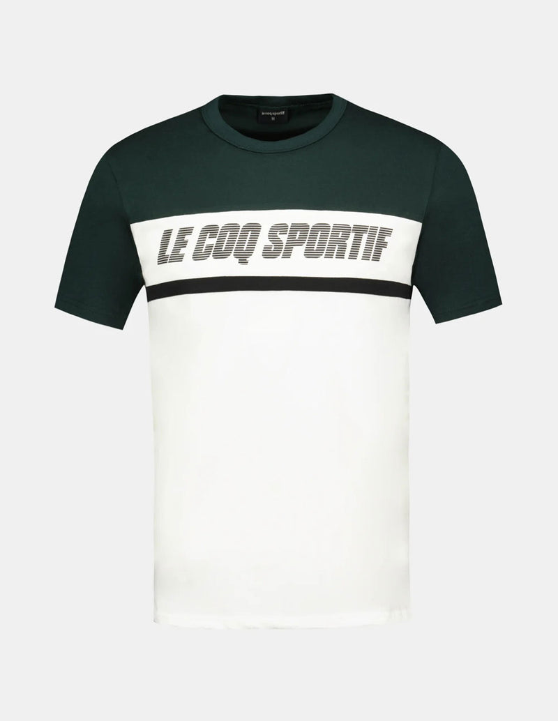 Camiseta Le Coq Sportif Contemporain Blanca y Verde Hombre