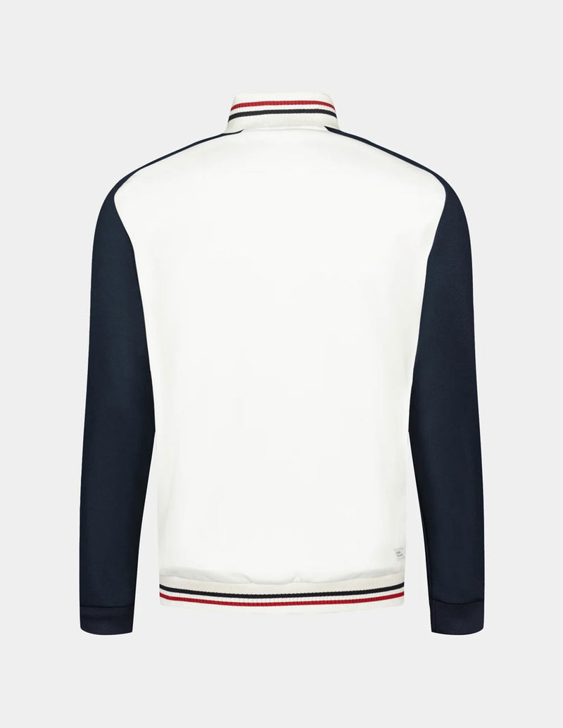 Sudadera Le Coq Sportif con Cremallera Beige y Azul Hombre
