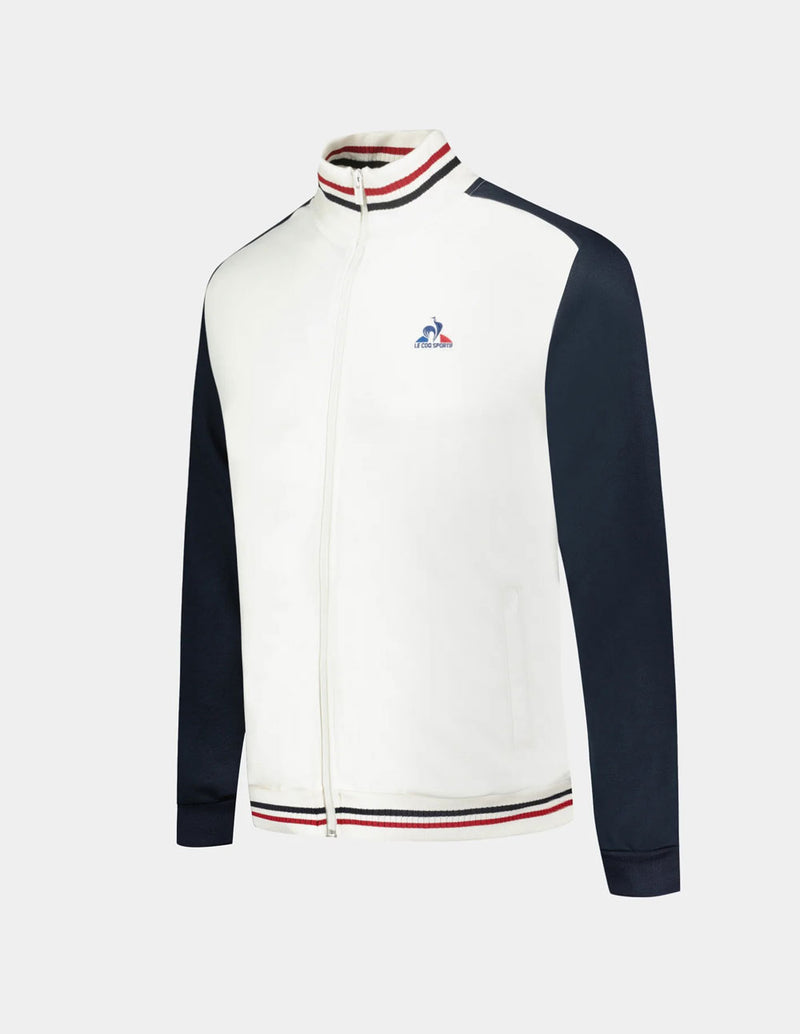 Sudadera Le Coq Sportif con Cremallera Beige y Azul Hombre