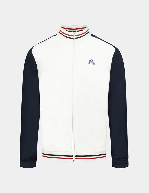 Sudadera Le Coq Sportif con Cremallera Beige y Azul Hombre