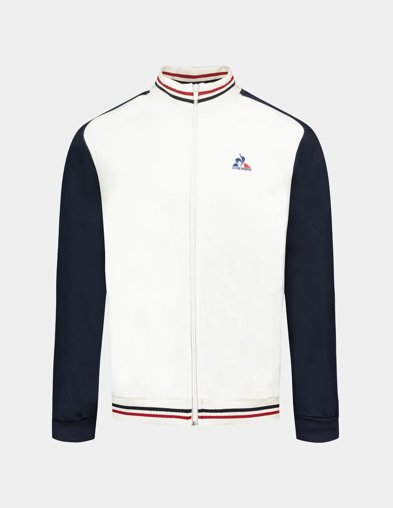 Sudadera Le Coq Sportif con Cremallera Beige y Azul Hombre