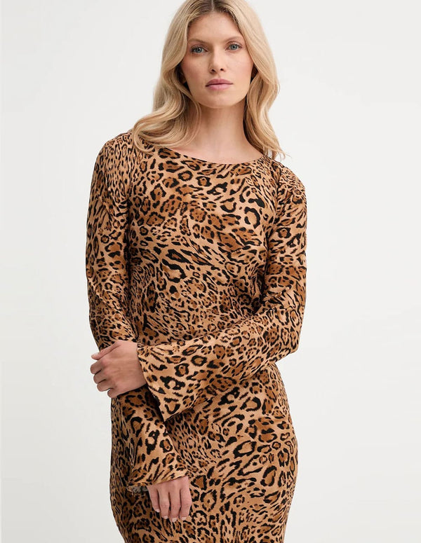 Vestido TWINSET Animal Print Marrón Mujer