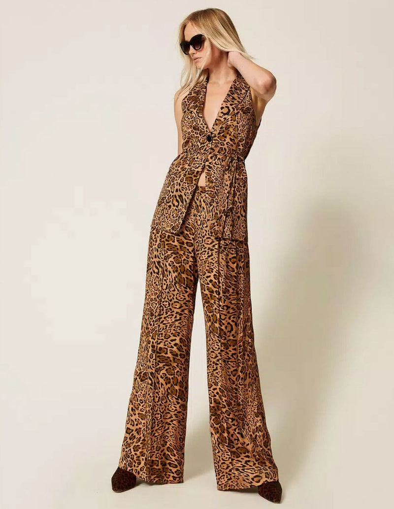Chaleco TWINSET de Jacquard Animal Print Marrón Mujer