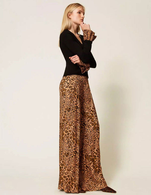Pantalón TWINSET Animal Print Marrón Mujer