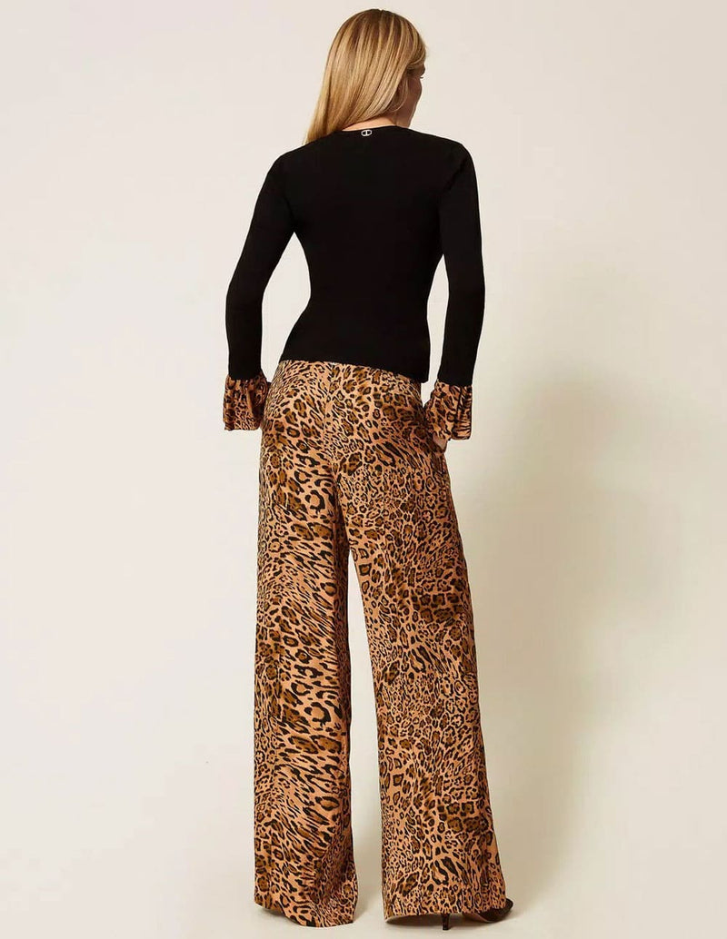 Pantalón TWINSET Animal Print Marrón Mujer