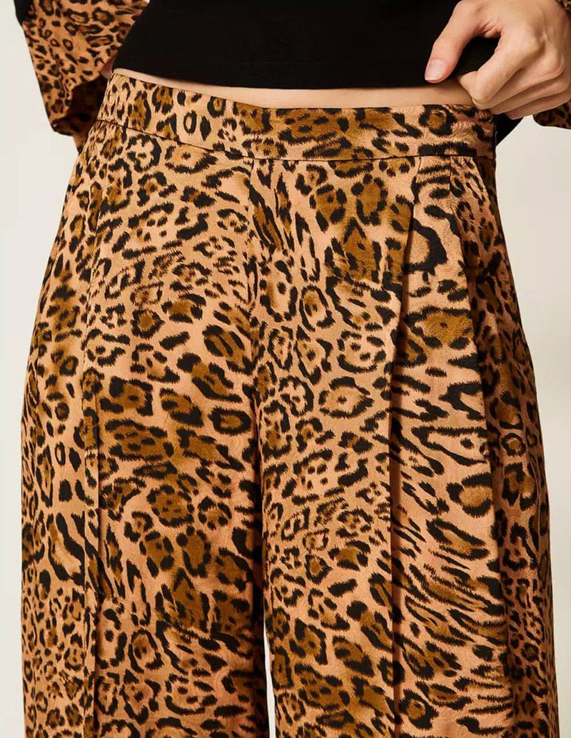 Pantalón TWINSET Animal Print Marrón Mujer