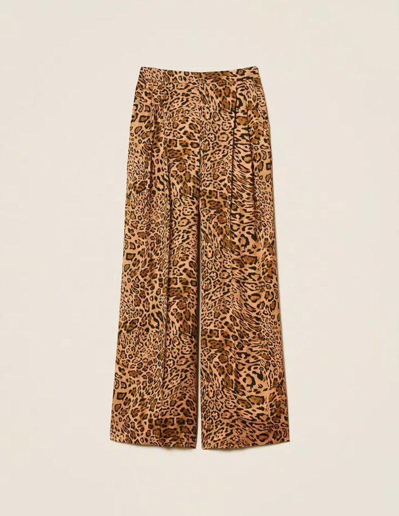 Pantalón TWINSET Animal Print Marrón Mujer