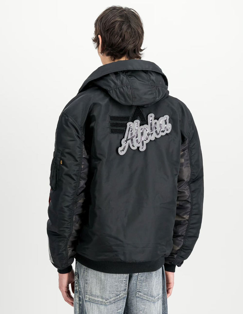 Chaqueta Alpha Industries MA-1 Hooded Studio Negra Hombre
