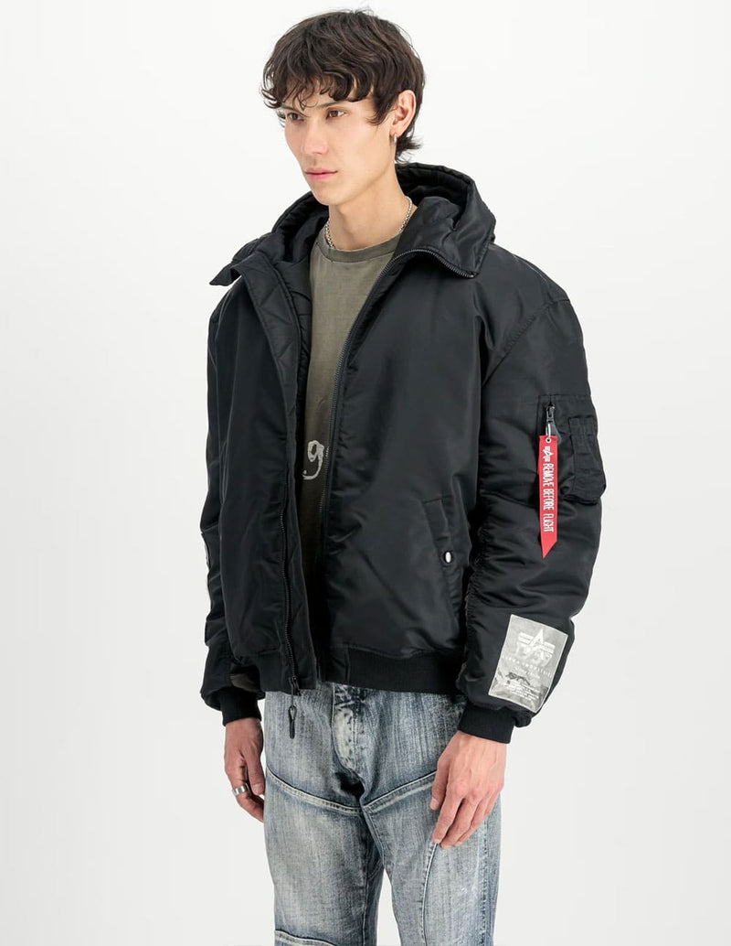 Chaqueta Alpha Industries MA-1 Hooded Studio Negra Hombre