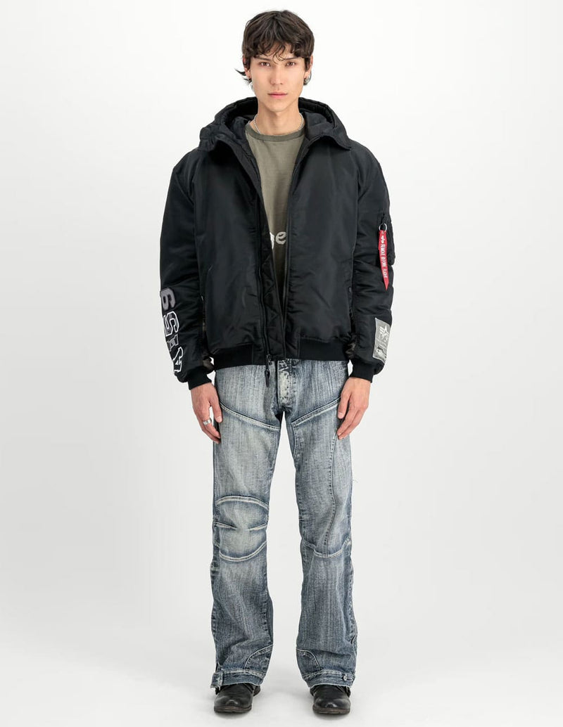 Chaqueta Alpha Industries MA-1 Hooded Studio Negra Hombre