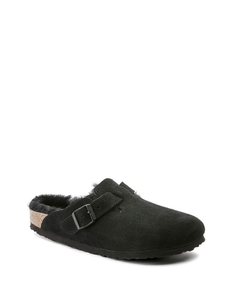Birkenstock Boston Shearling Suede Leather Negras Mujer
