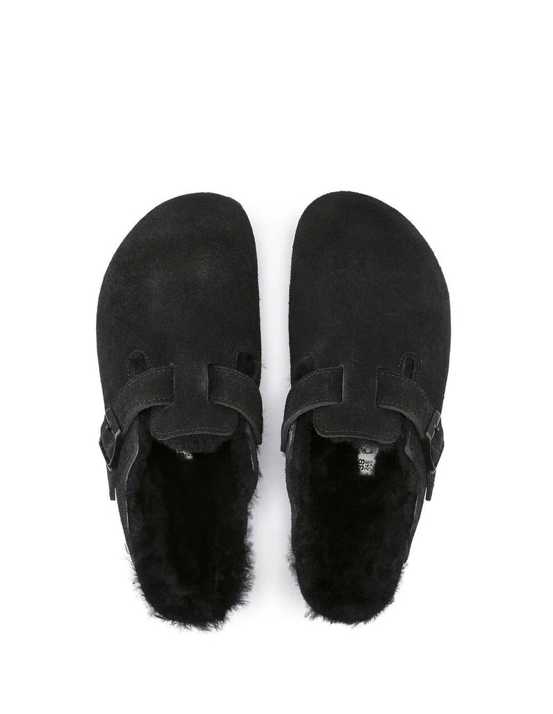 Birkenstock Boston Shearling Suede Leather Negras Mujer