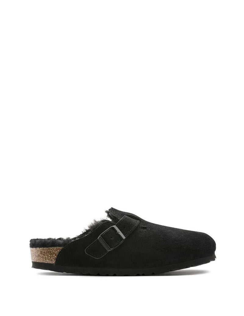Birkenstock Boston Shearling Suede Leather Negras Mujer