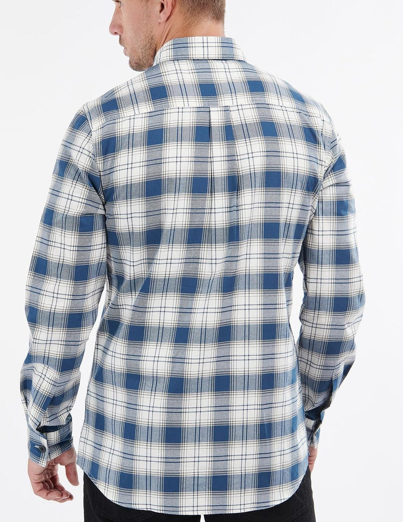 Men's Blue and White Checked Barbour Shirt