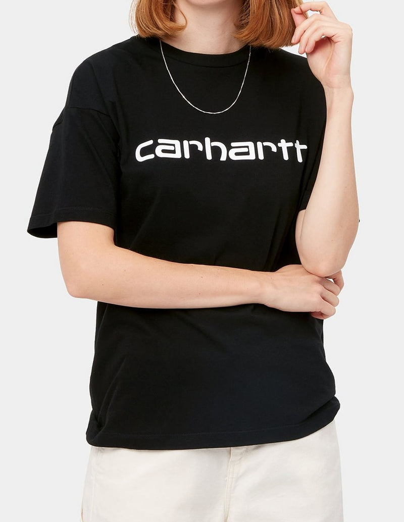 Camiseta Carhartt WIP con Logo Negra Mujer