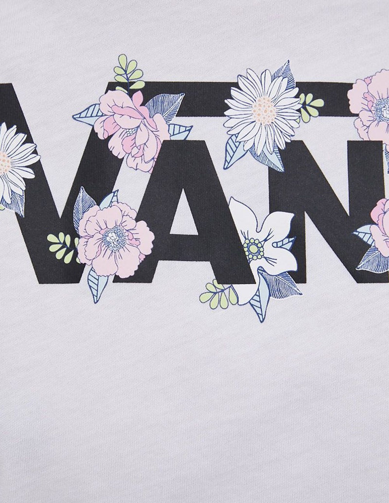 Camiseta Vans Flow Rina con Logo con Flores Blanca Mujer