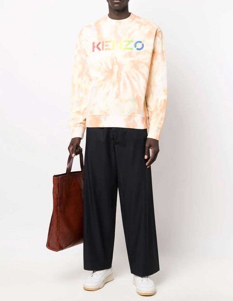 Sudadera Kenzo con Estampado Tie-Dye Naranja Hombre