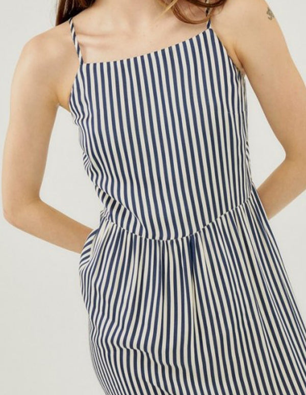 Women's Blue and White Striped Silvian Heach Long Strappy Dress
