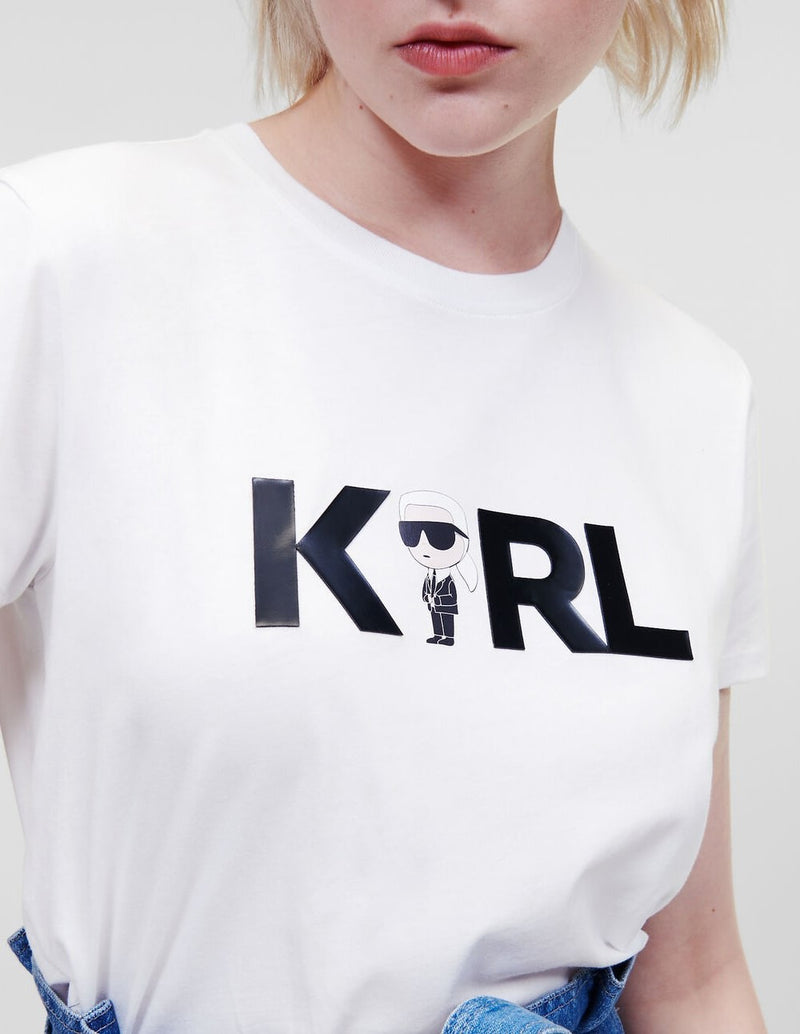Camiseta Karl Lagerfeld Ikonik 2.0 Karl Logo Blanca Mujer
