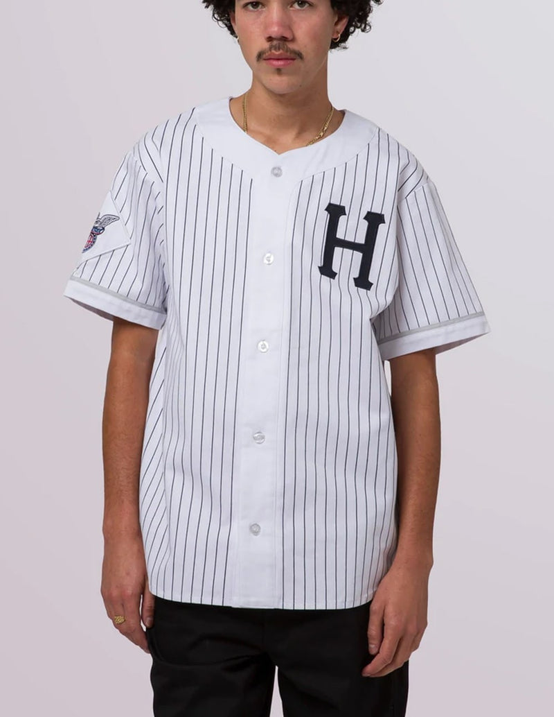 Camiseta HUF de Baseball de Rayas Blanca y Azul Hombre