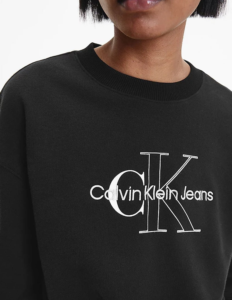 Sudadera Cortita Calvin Klein con Logo Negra Mujer