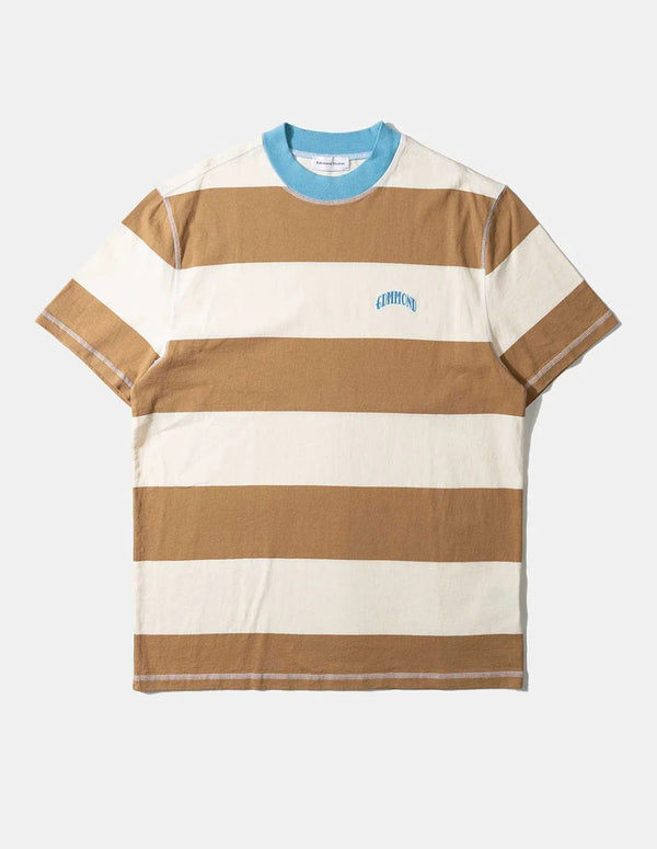 Camiseta Edmmond Studios Striped Top Marrón Y Blanca Hombre