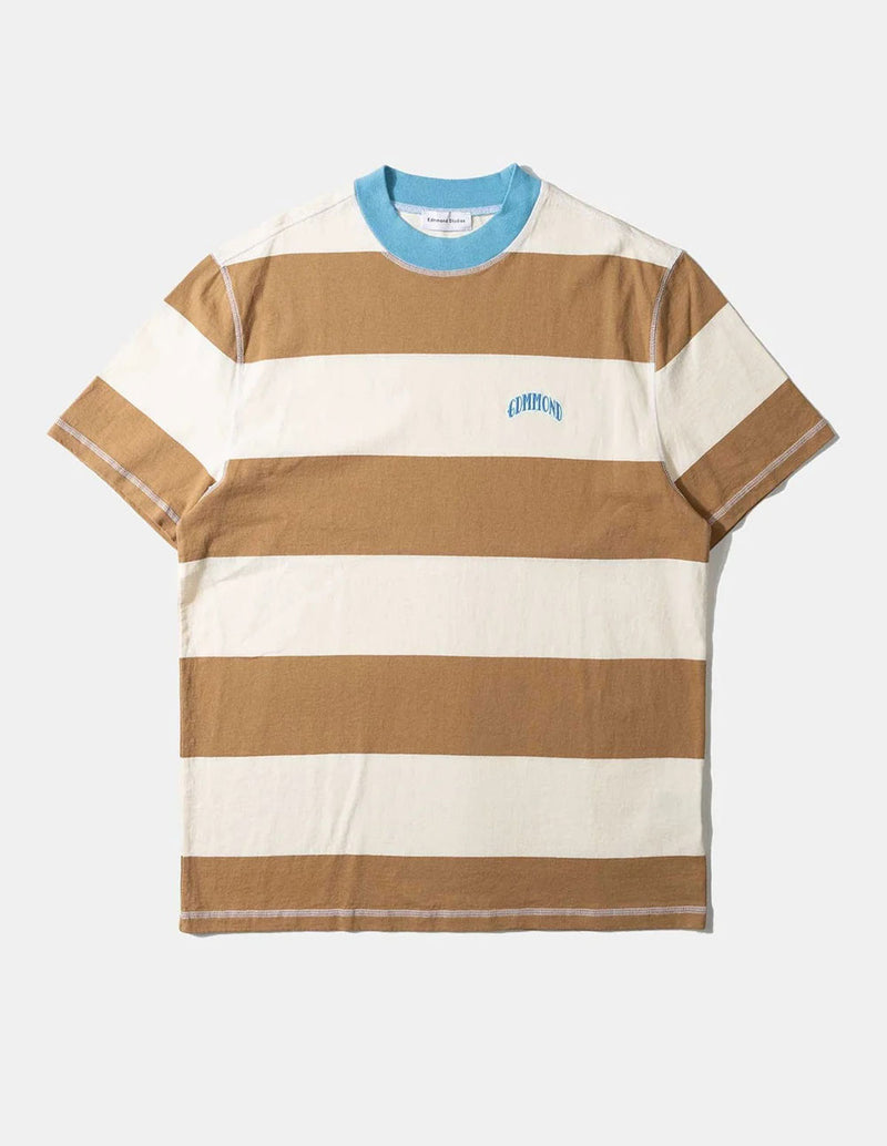 Camiseta Edmmond Studios Striped Top Marrón Y Blanca Hombre