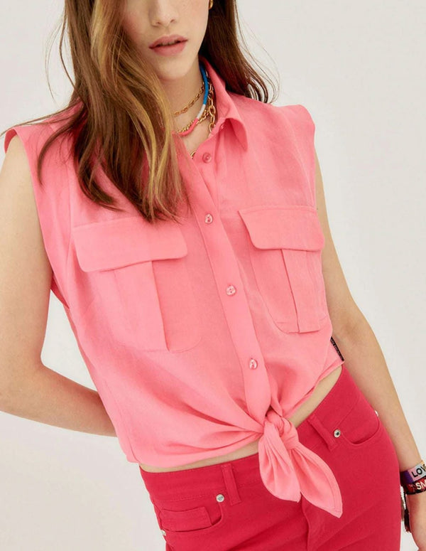 Silvian Heach Pink Sleeveless Shirt for Women