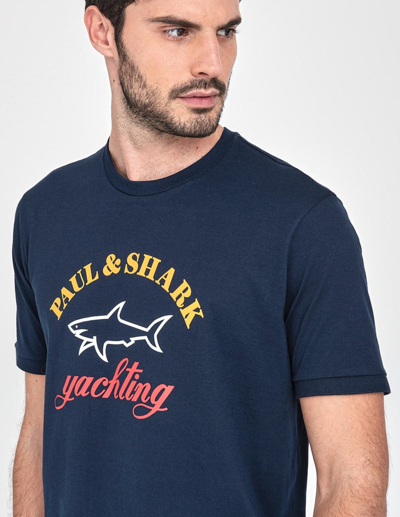 Camiseta Paul & Shark de Algodón Orgánico Azul Marino Hombre