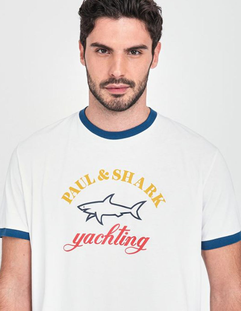 Camiseta Paul Shark de Algodón Orgánico Blanca Hombre – Capitan