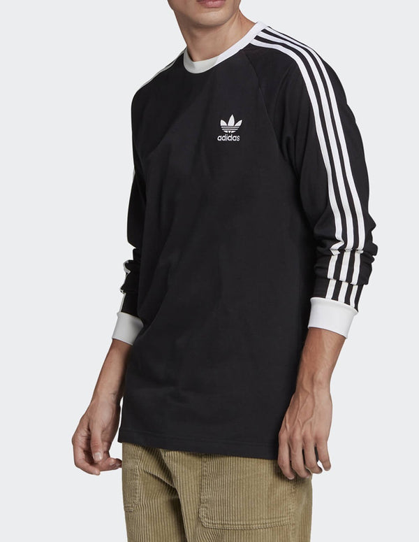 adidas Classics 3 Stripes Long Sleeve Black Men's T-Shirt