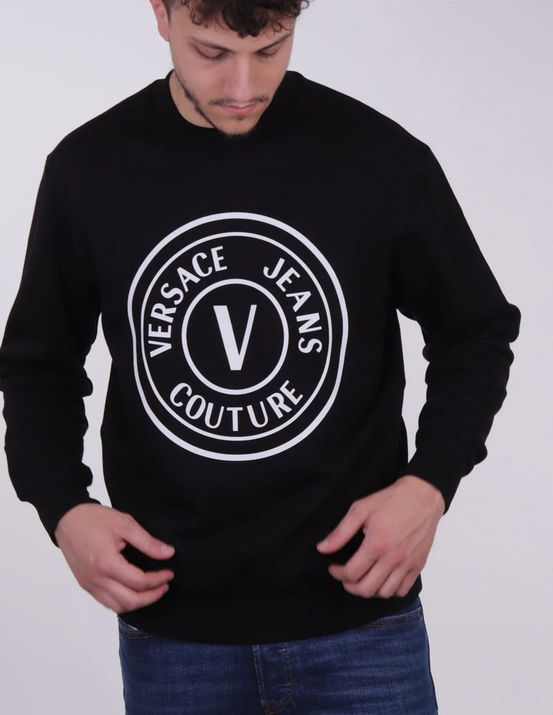 Black Versace Jeans Couture Logo Sweatshirt for Men 73GAIT22-CF00T