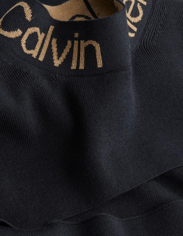 Calvin Klein Jeans Logo Intarsia Black Women Dress