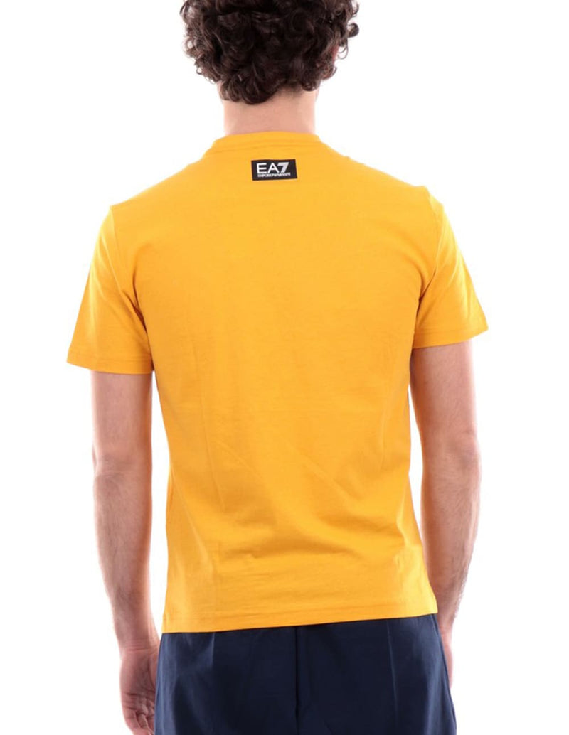Camiseta Emporio Armani EA7 con Logo Difuminado Naranja Hombre