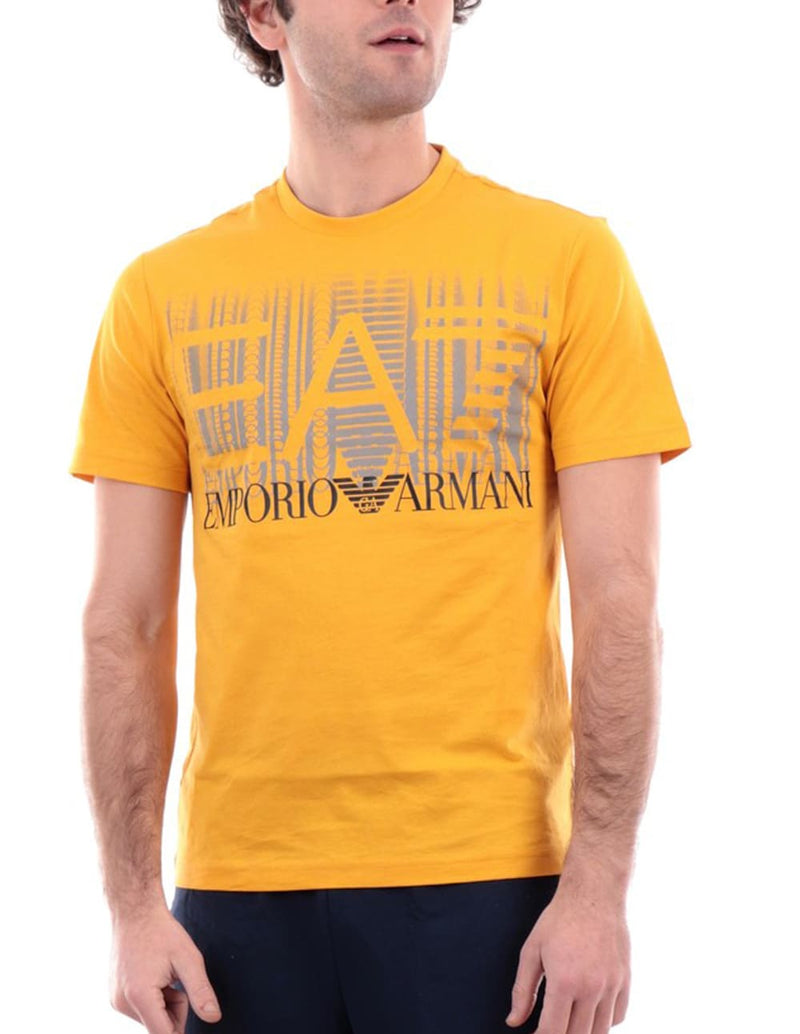 Camiseta Emporio Armani EA7 con Logo Difuminado Naranja Hombre