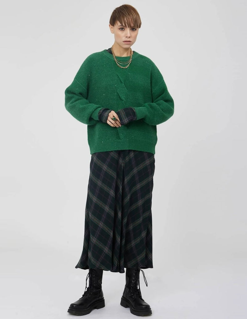Silvian Heach Wide Sweater with Green Glitter Detail for Women