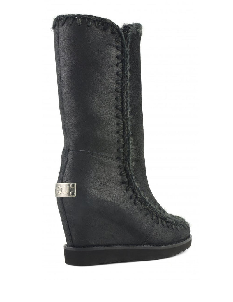 Women's Black MOU Boots with Interior Heel