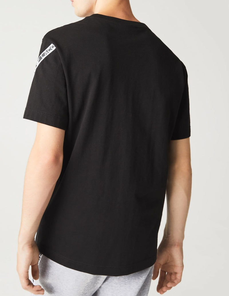 Camiseta Lacoste con Logo Estampado en las Mangas Negra Hombre