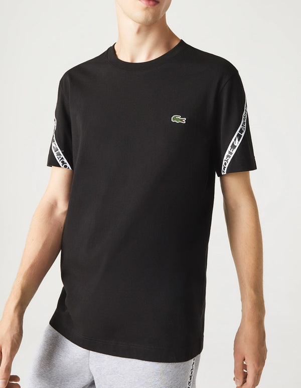 Lacoste T-shirt with Printed Logo on the Sleeves Black Man