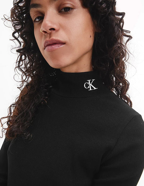 Calvin Klein Jeans Black Ribbed Long Sleeve Top for Women