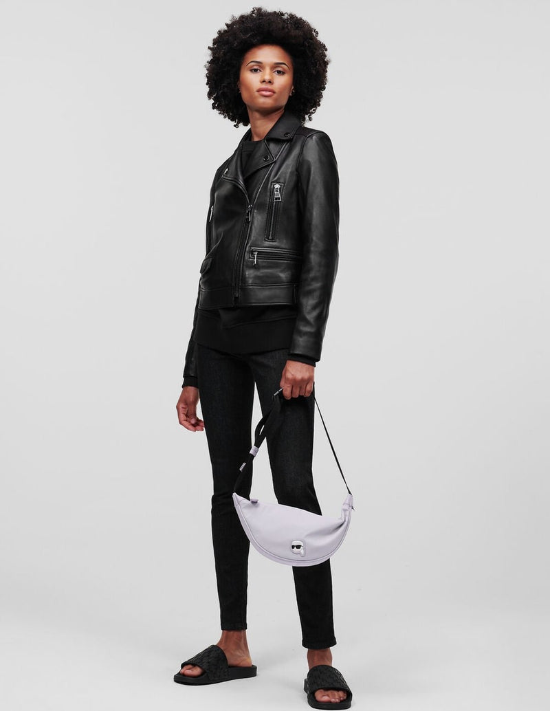 Cazadora de Cuero Karl Lagerfeld Ikonik 2.0 Negra Mujer