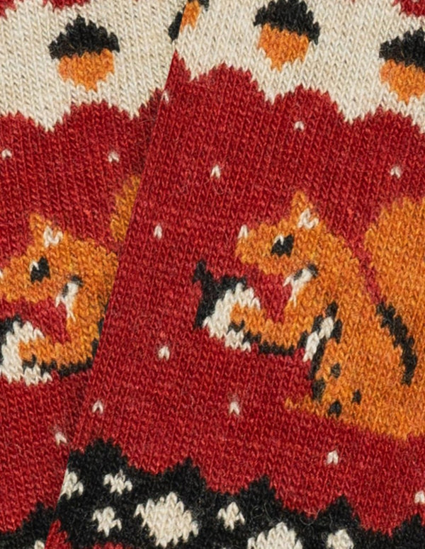 Jimmy Lion Winter Squirrel Red Socks Unisex