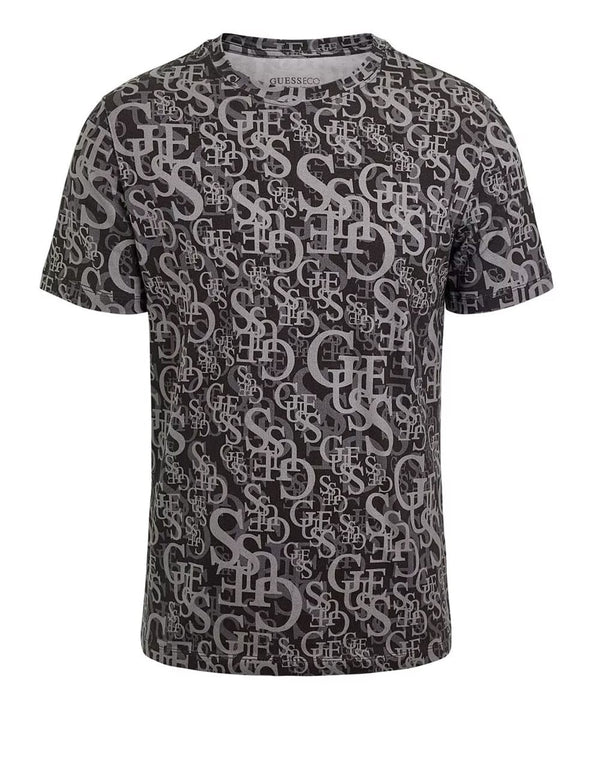 Camiseta GUESS con Logos Estampados Gris Hombre