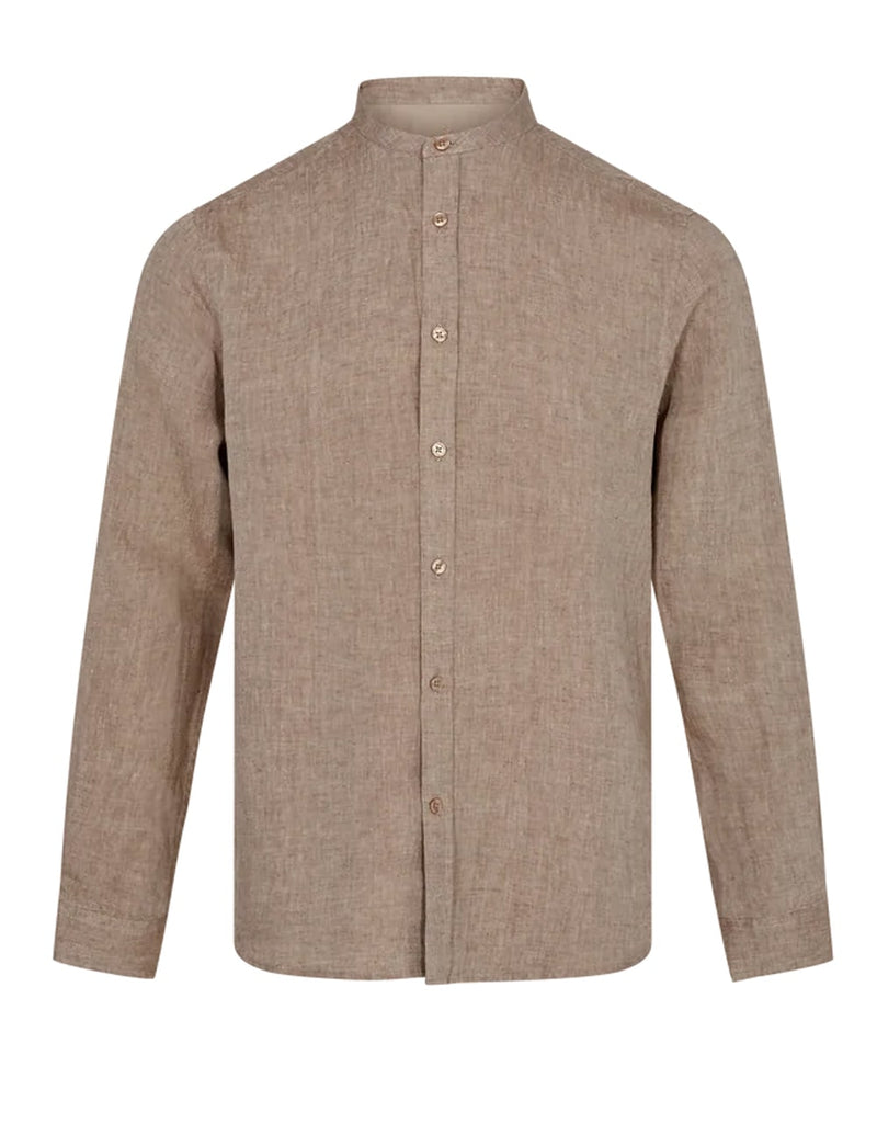 Shirt MOS MOSH Gallery Teo Linen Stand Brown Man